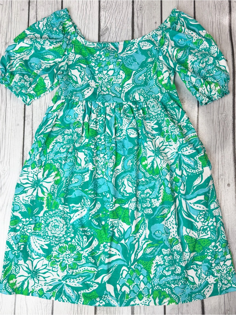 Lilly Pulitzer Girls L 8-10 Years Mini Delaney Dress Blue Green Safari Sangria